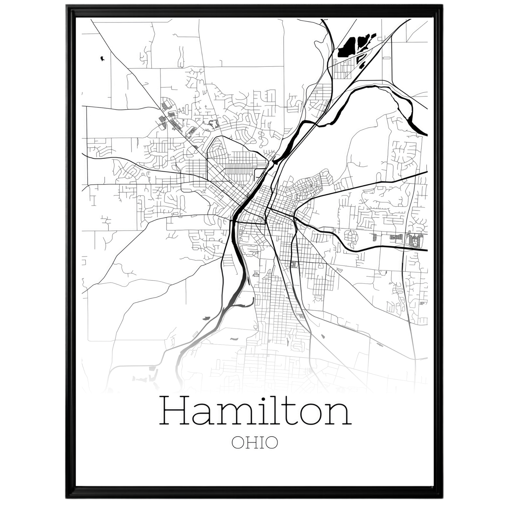 Hamilton Ohio City Map Poster - GroovyGrove