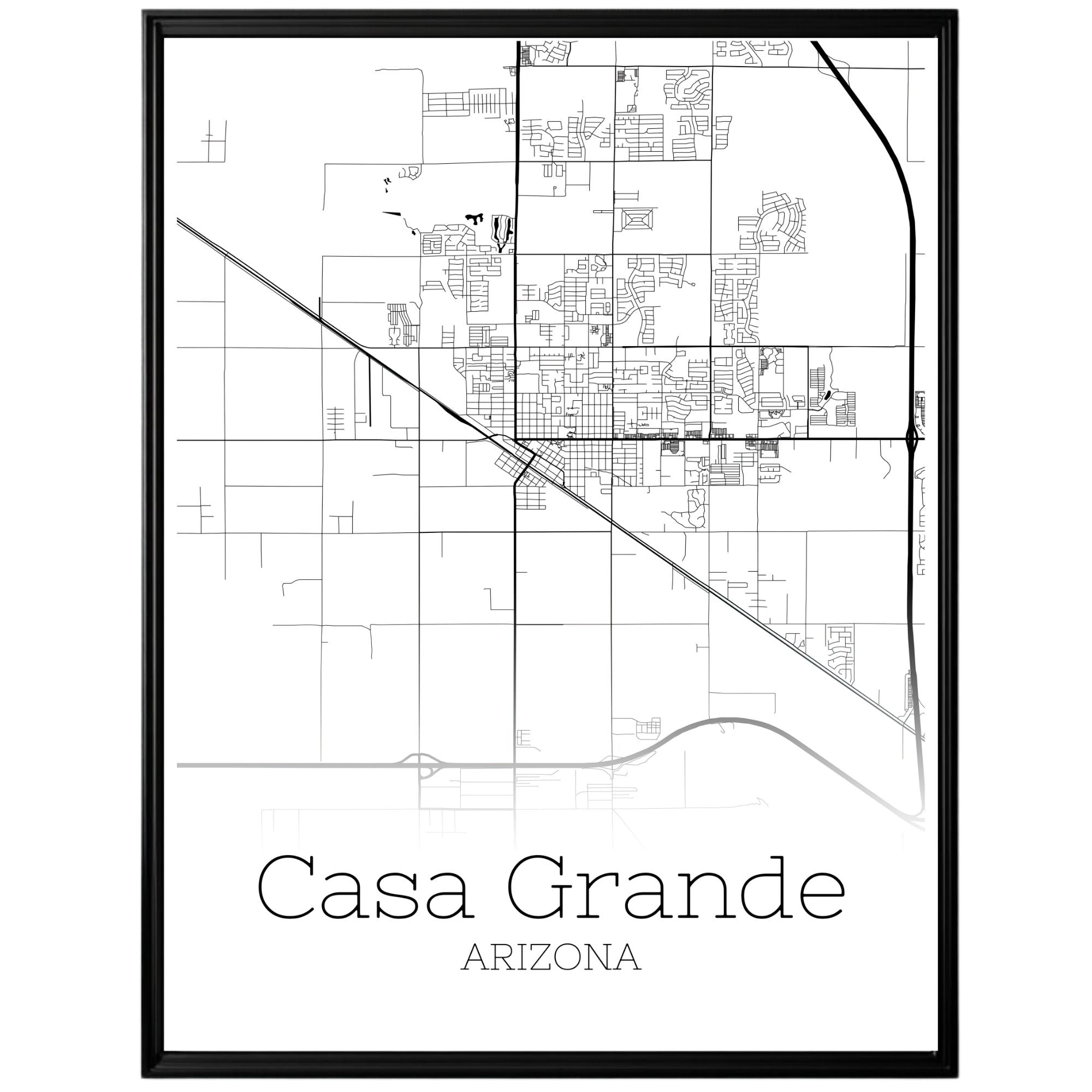 Casa Grande Arizona City Map Poster - GroovyGrove