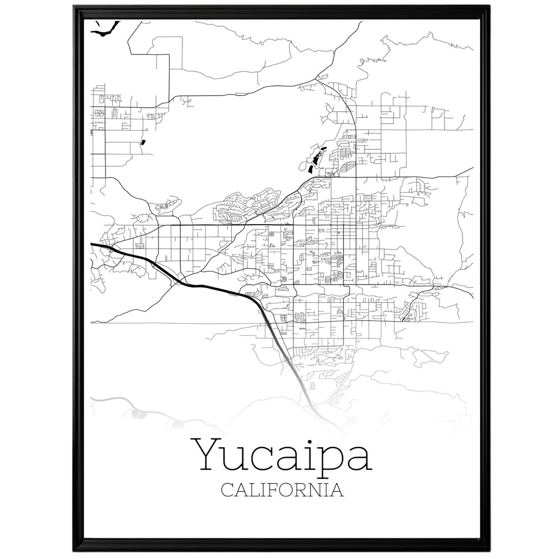 Yucaipa California City Map Poster - GroovyGrove