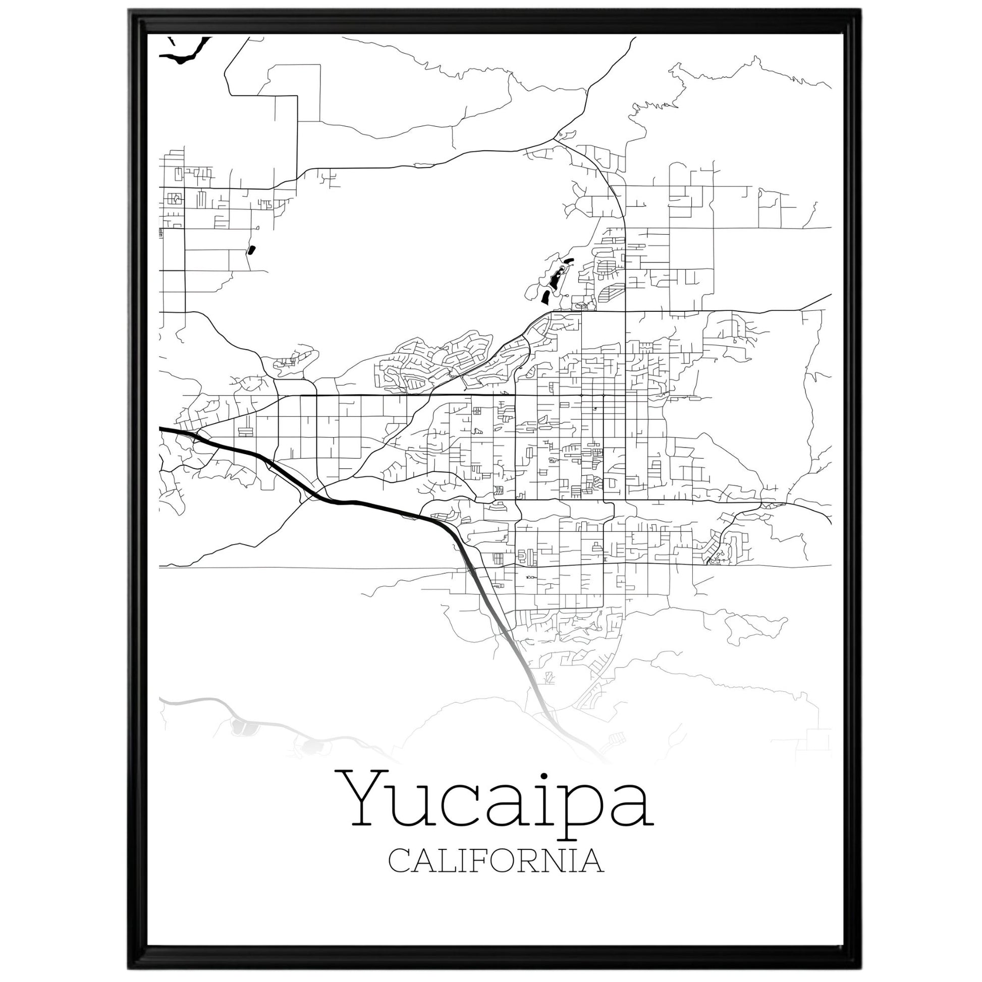 Yucaipa California City Map Poster - GroovyGrove