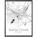 Battle Creek Michigan City Map Poster - GroovyGrove