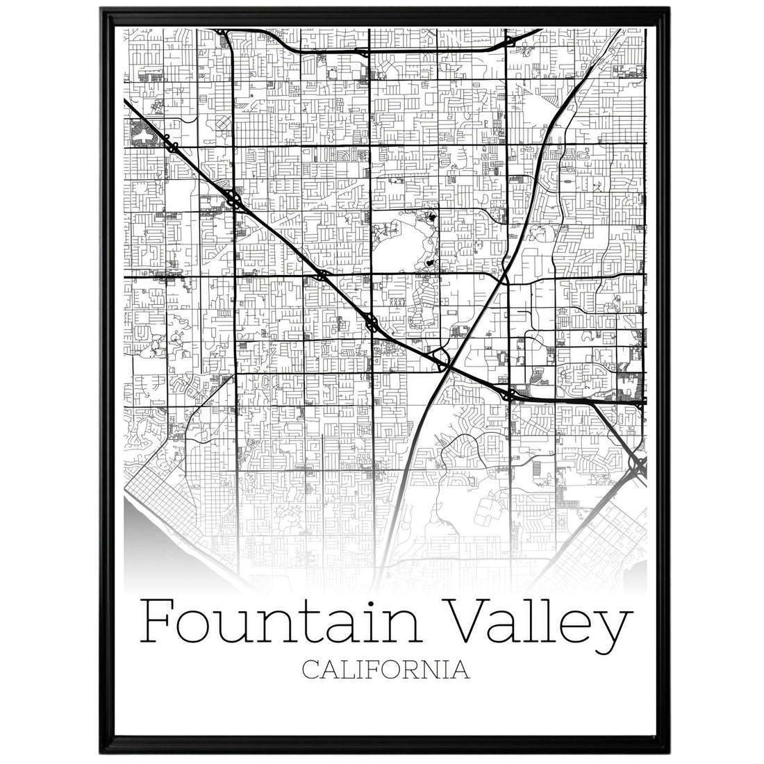 Fountain Valley California City Map Poster - GroovyGrove