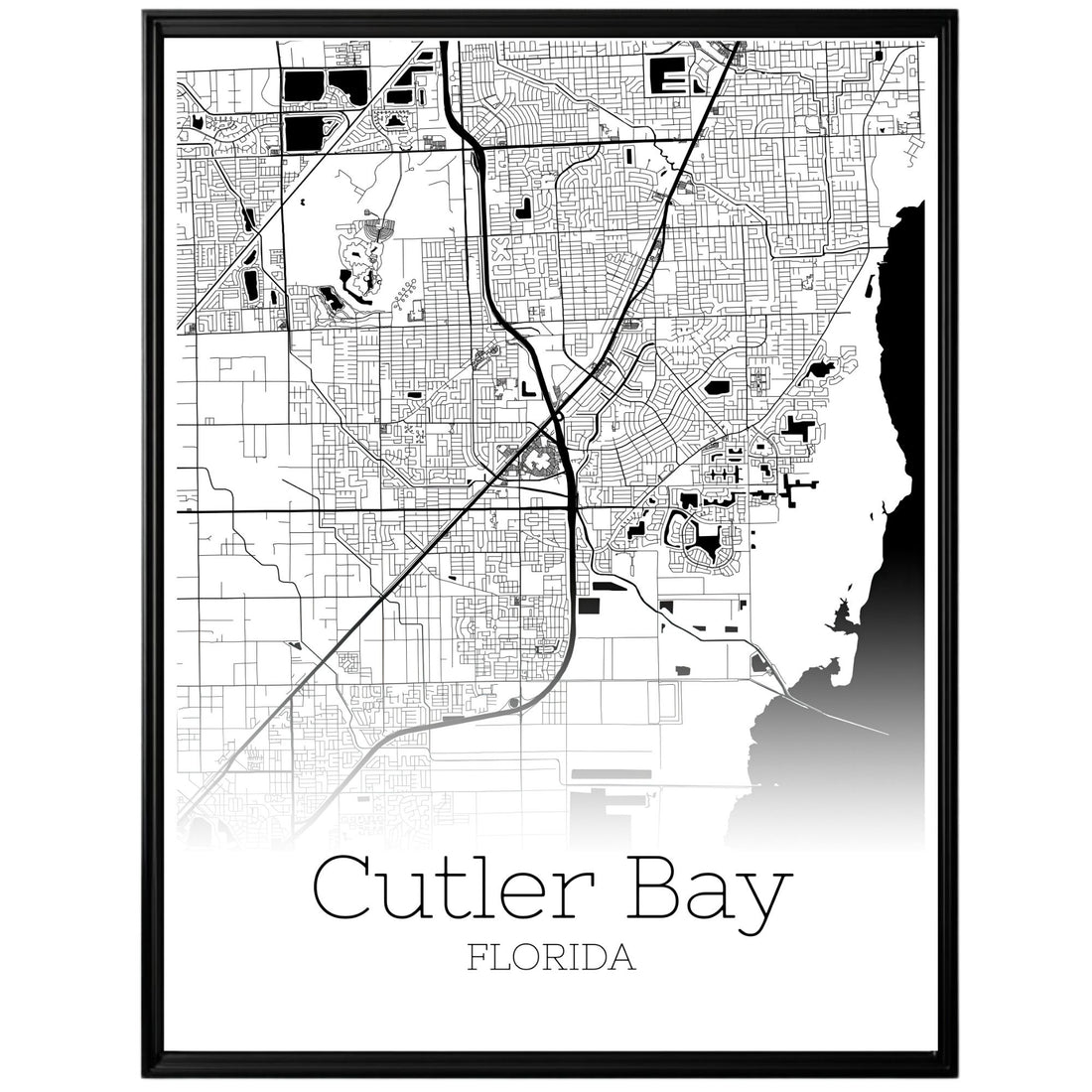 Cutler Bay Florida City Map Poster - GroovyGrove