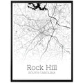 Rock Hill South Carolina City Map Poster - GroovyGrove