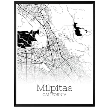 Milpitas California City Map Poster - GroovyGrove