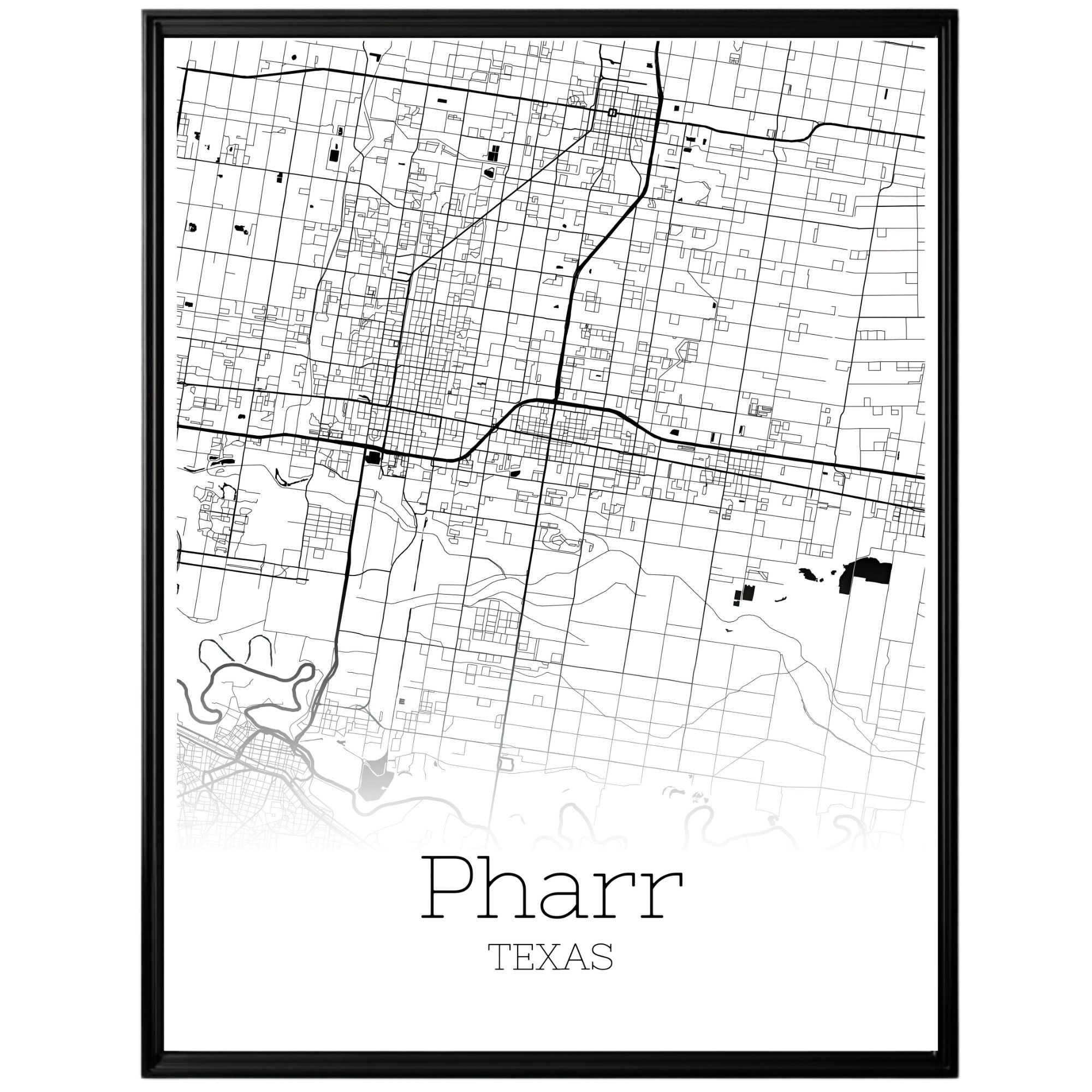 Pharr Texas City Map Poster - GroovyGrove