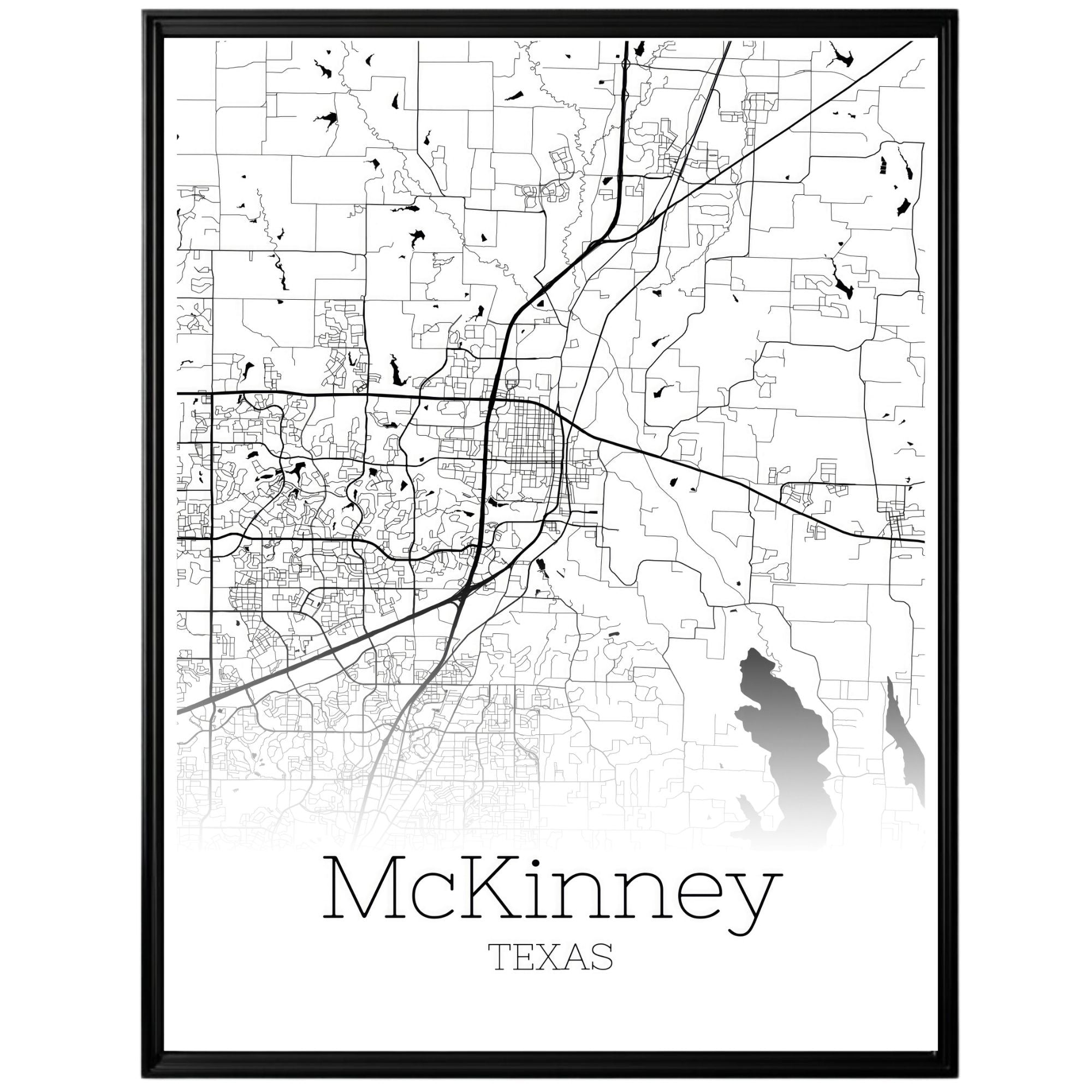 Mckinney Texas City Map Poster - GroovyGrove