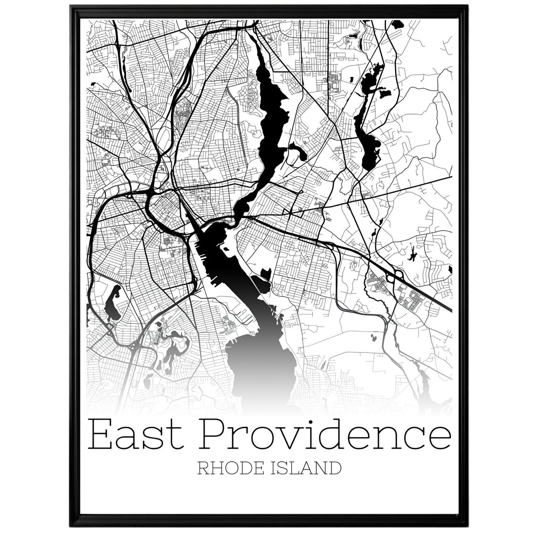 East Providence Rhode Island City Map Poster - GroovyGrove