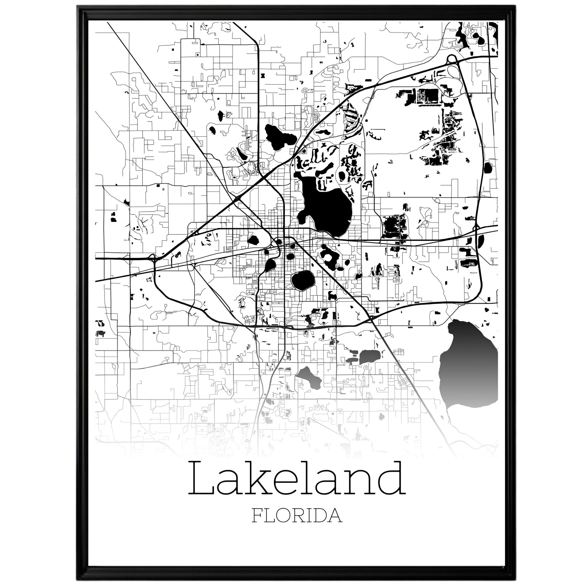 Lakeland Florida City Map Poster - GroovyGrove