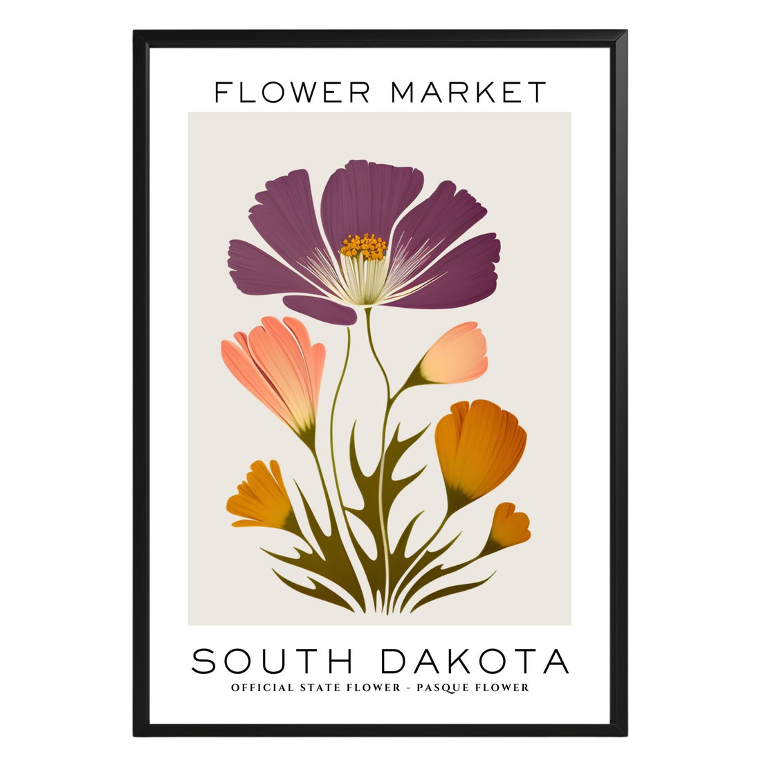 South Dakota Flower Market Poster - GroovyGrove