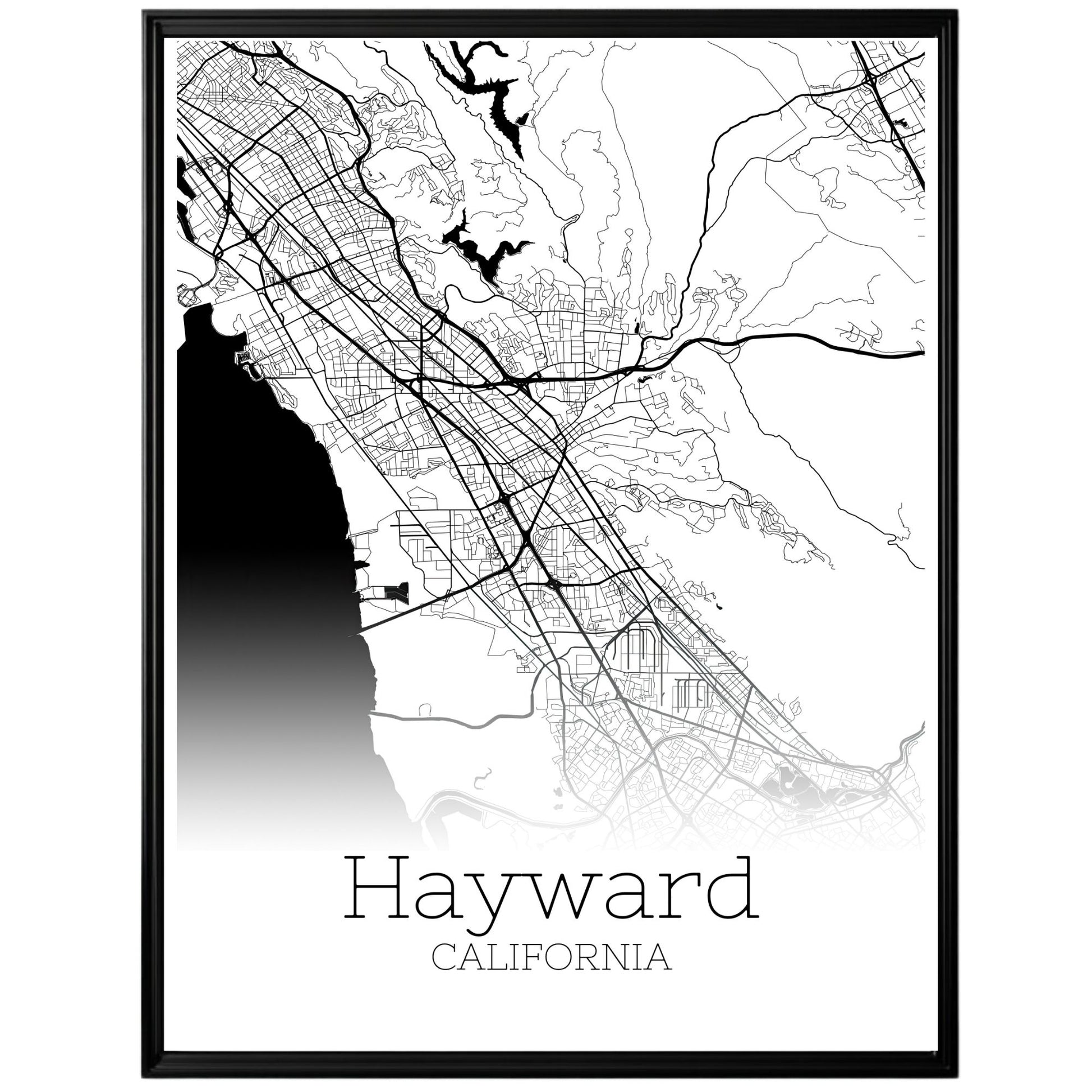 Hayward California City Map Poster - GroovyGrove