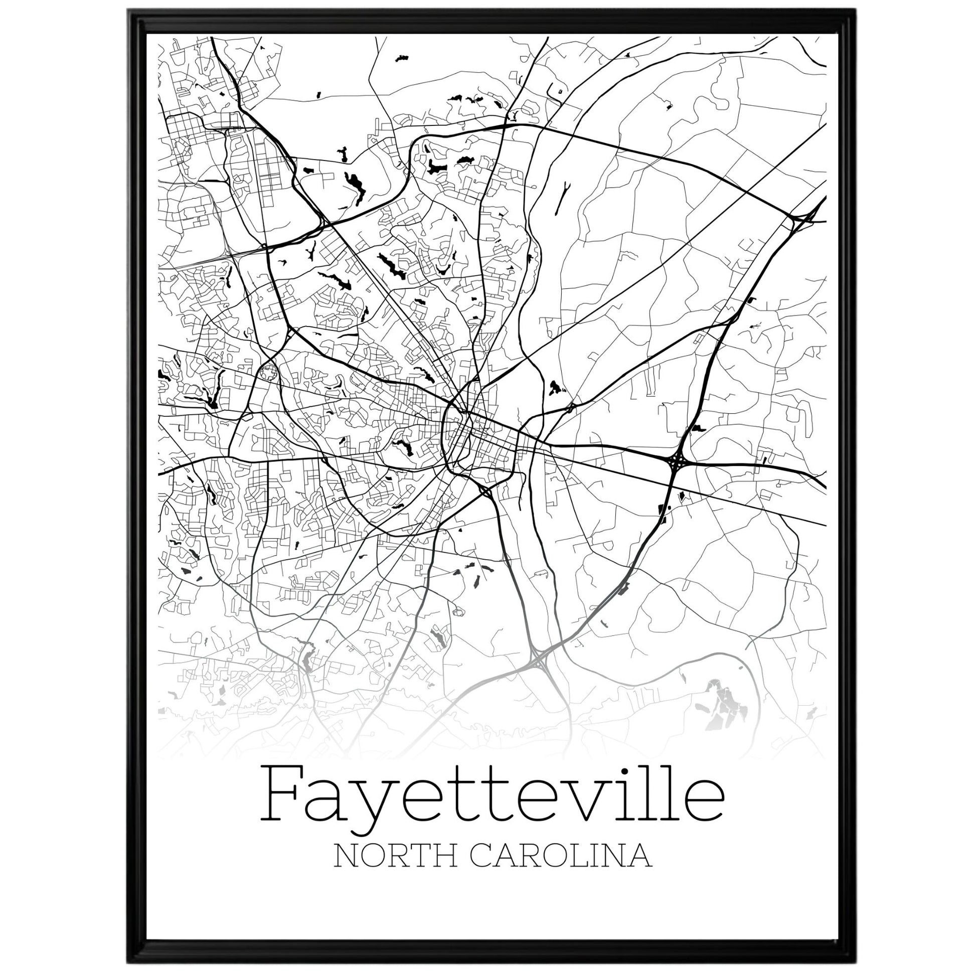 Fayetteville North Carolina City Map Poster - GroovyGrove