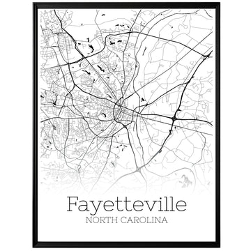 Fayetteville North Carolina City Map Poster - GroovyGrove