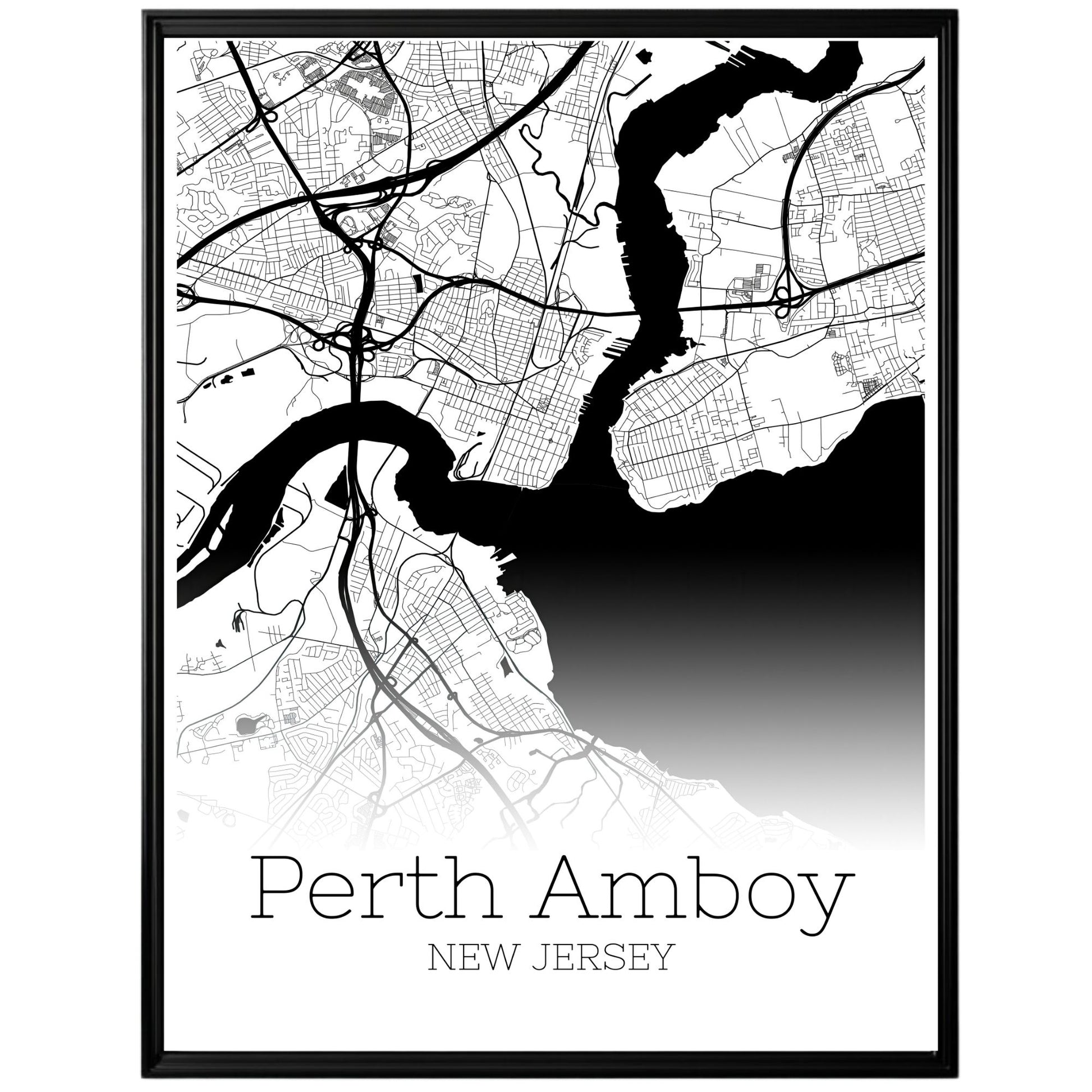 Perth Amboy New Jersey City Map Poster - GroovyGrove