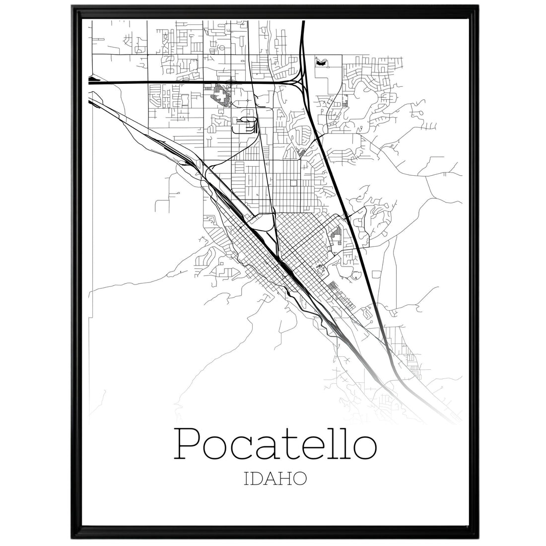 Pocatello Idaho City Map Poster - GroovyGrove