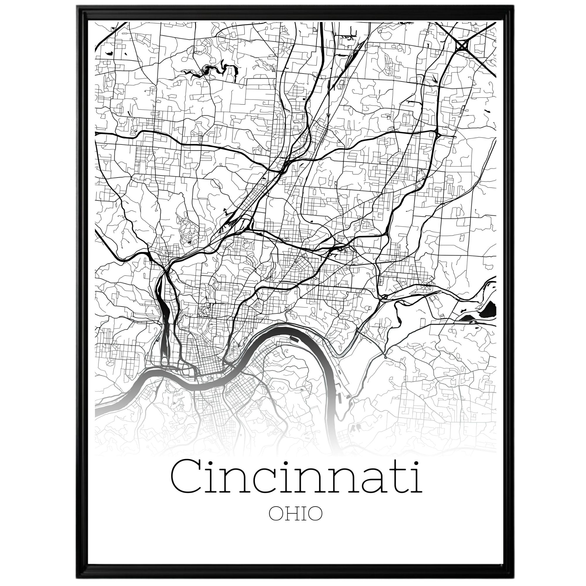 Cincinnati Ohio City Map Poster - GroovyGrove