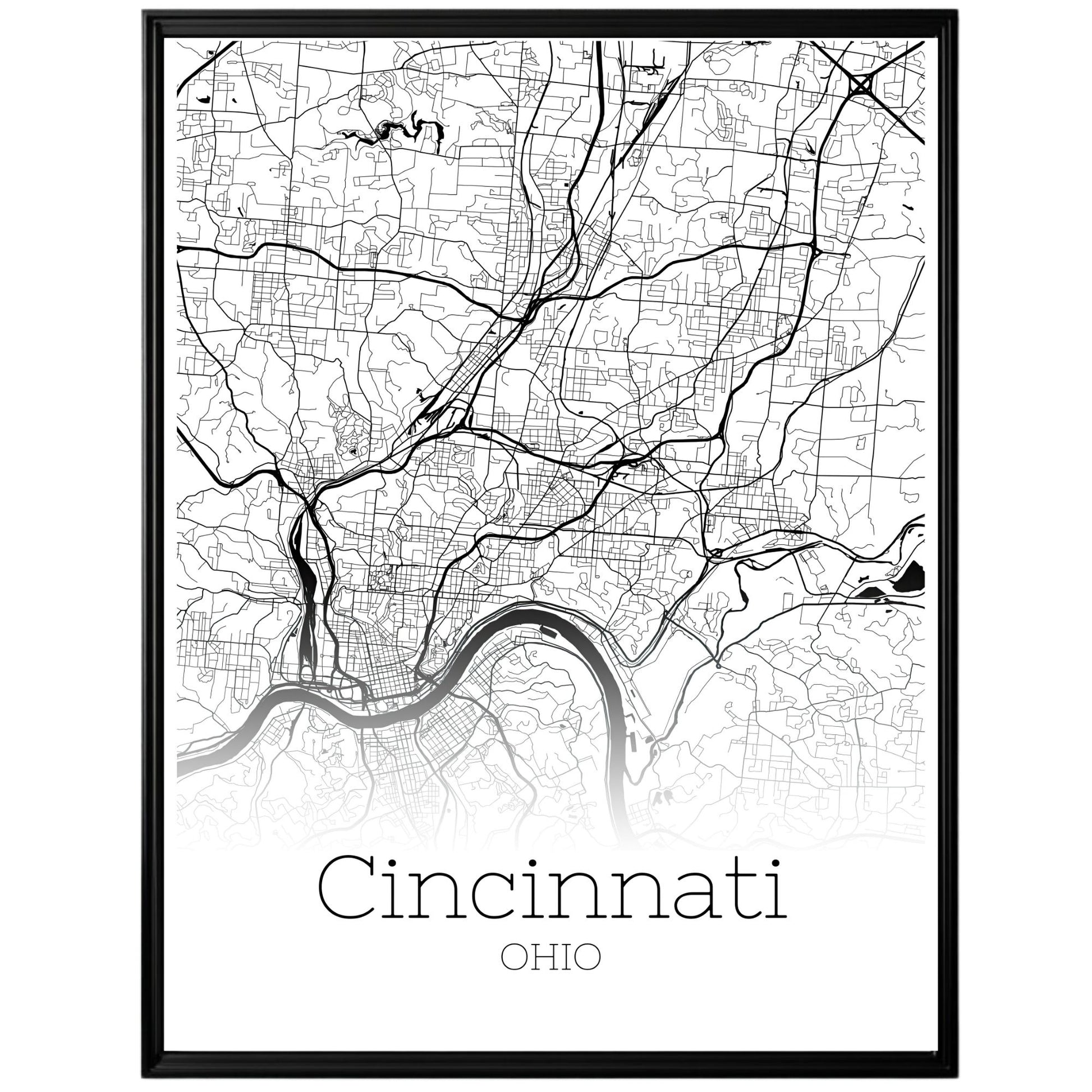 Cincinnati Ohio City Map Poster - GroovyGrove