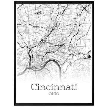 Cincinnati Ohio City Map Poster - GroovyGrove