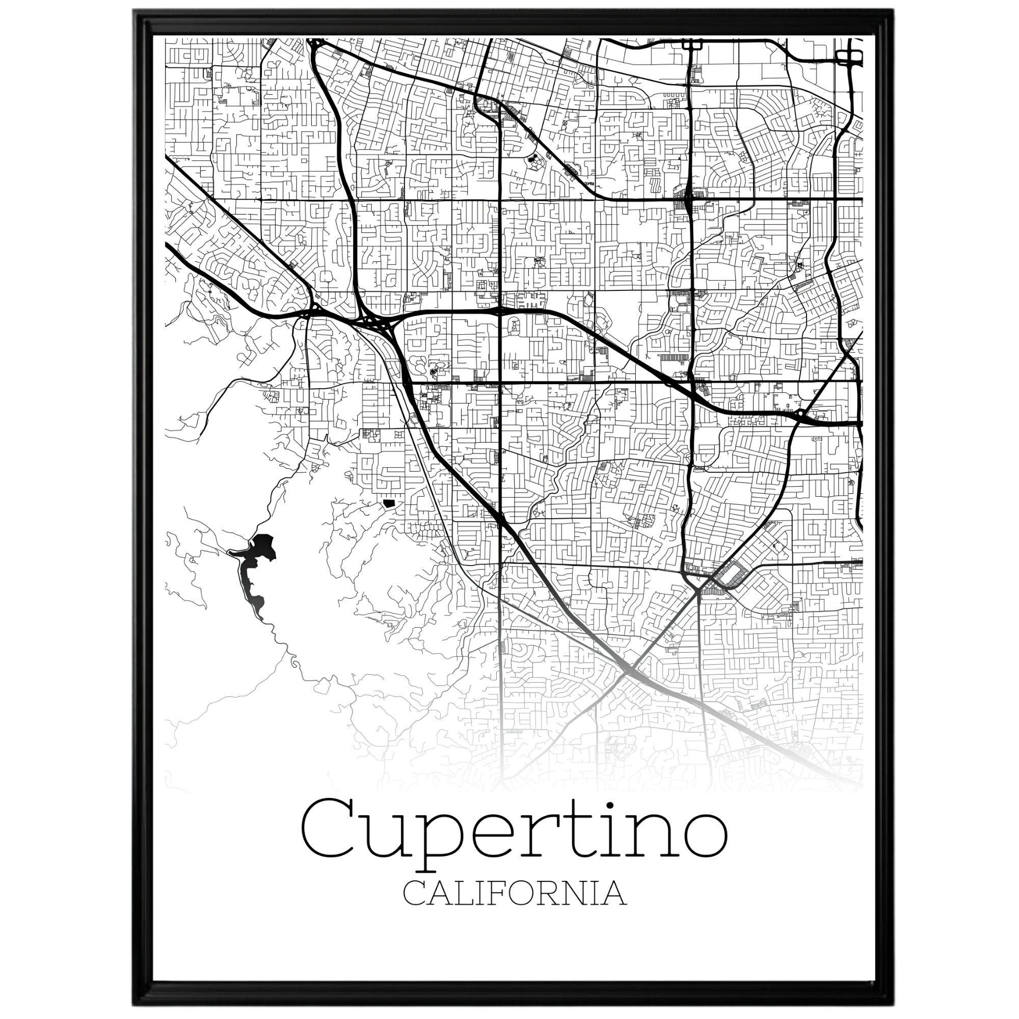 Cupertino California City Map Poster - GroovyGrove