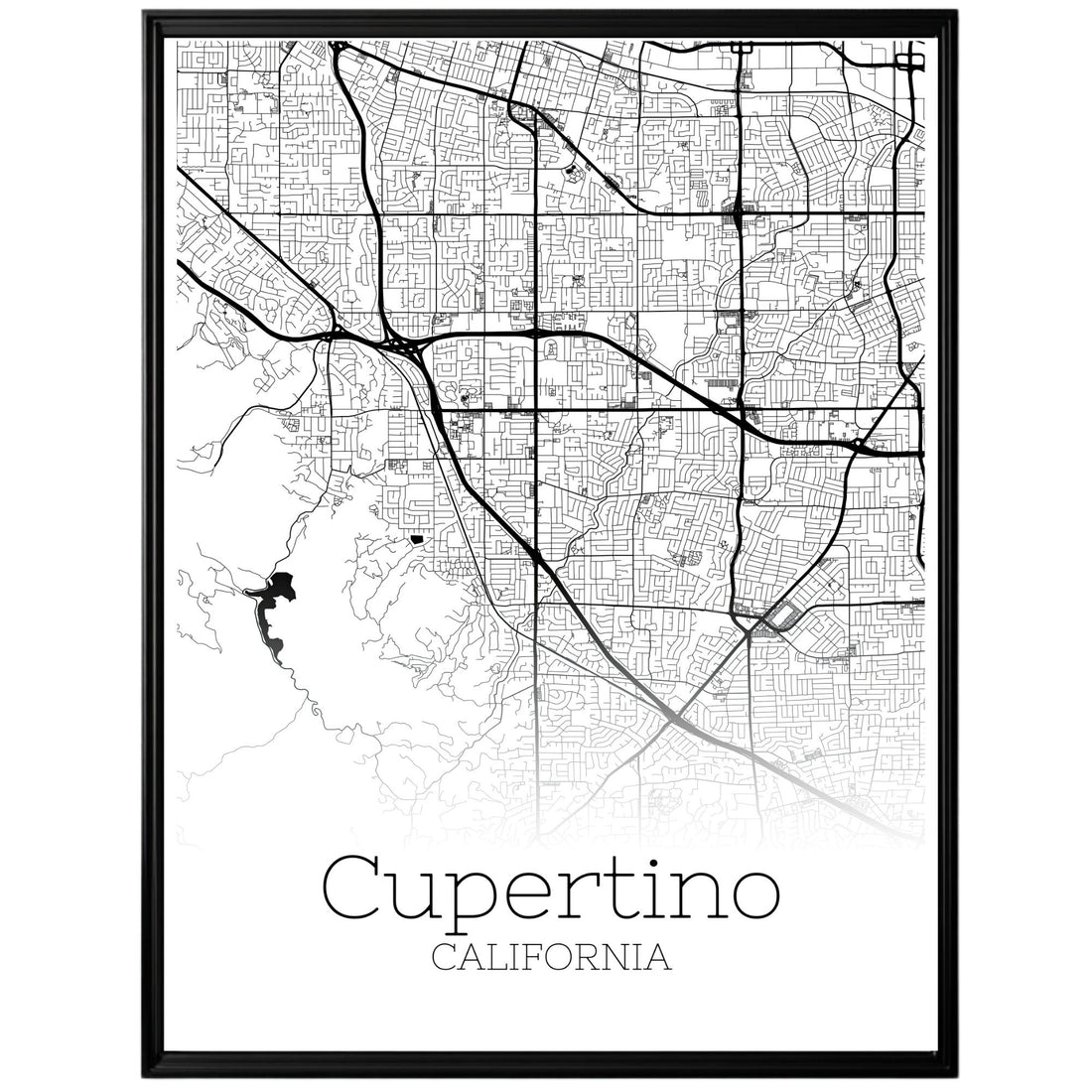 Cupertino California City Map Poster - GroovyGrove