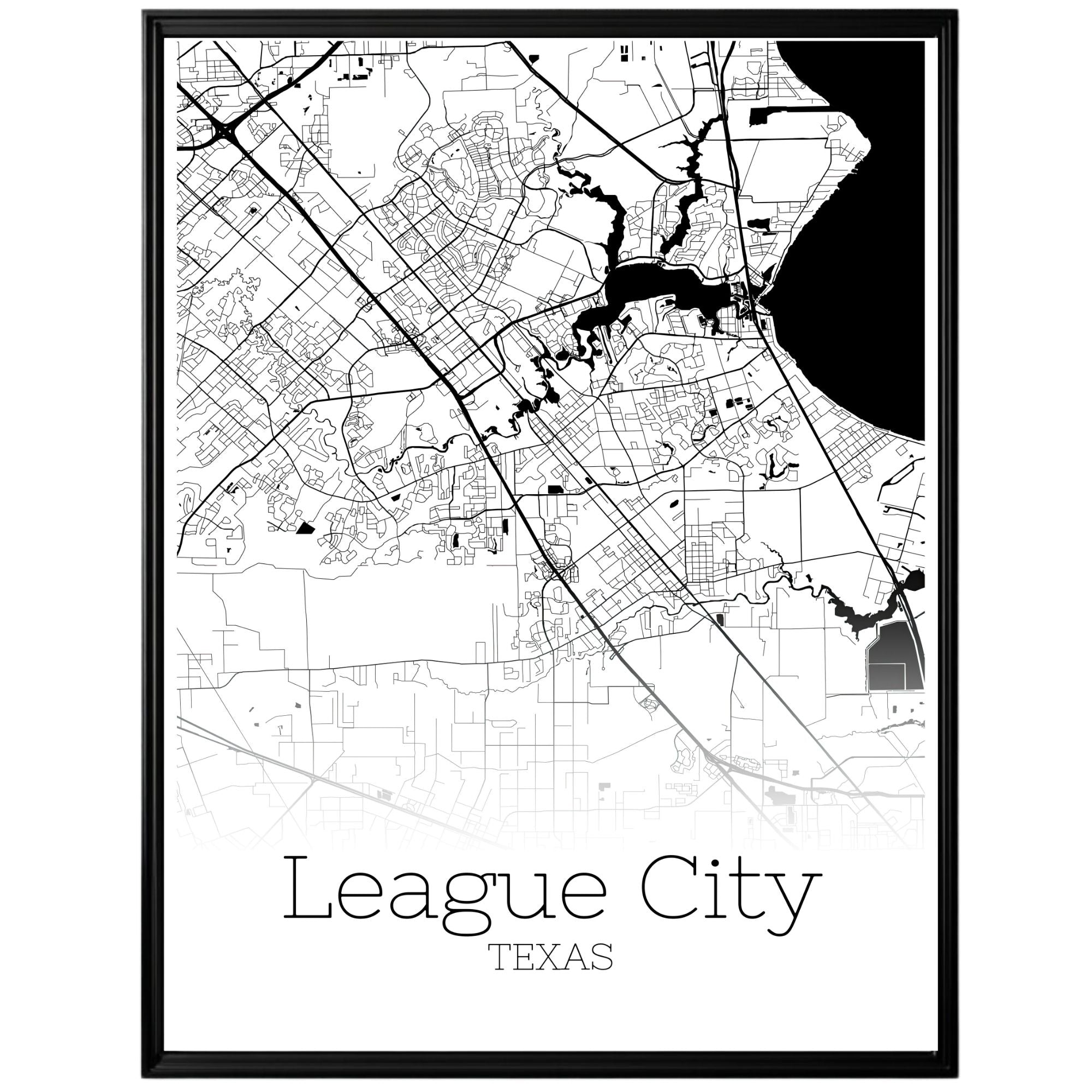 League City Texas Map Poster - GroovyGrove