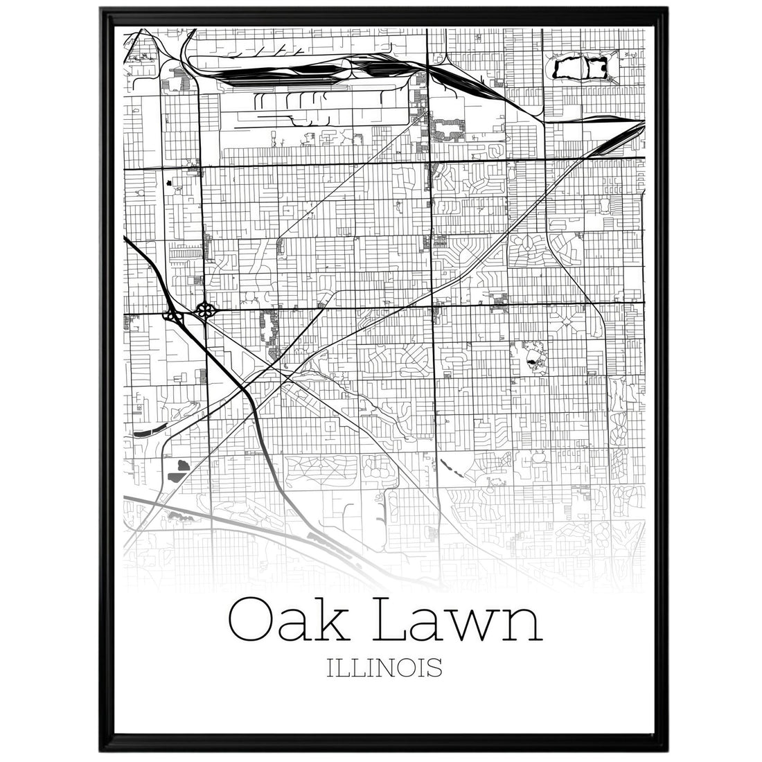 Oak Lawn Illinois City Map Poster - GroovyGrove