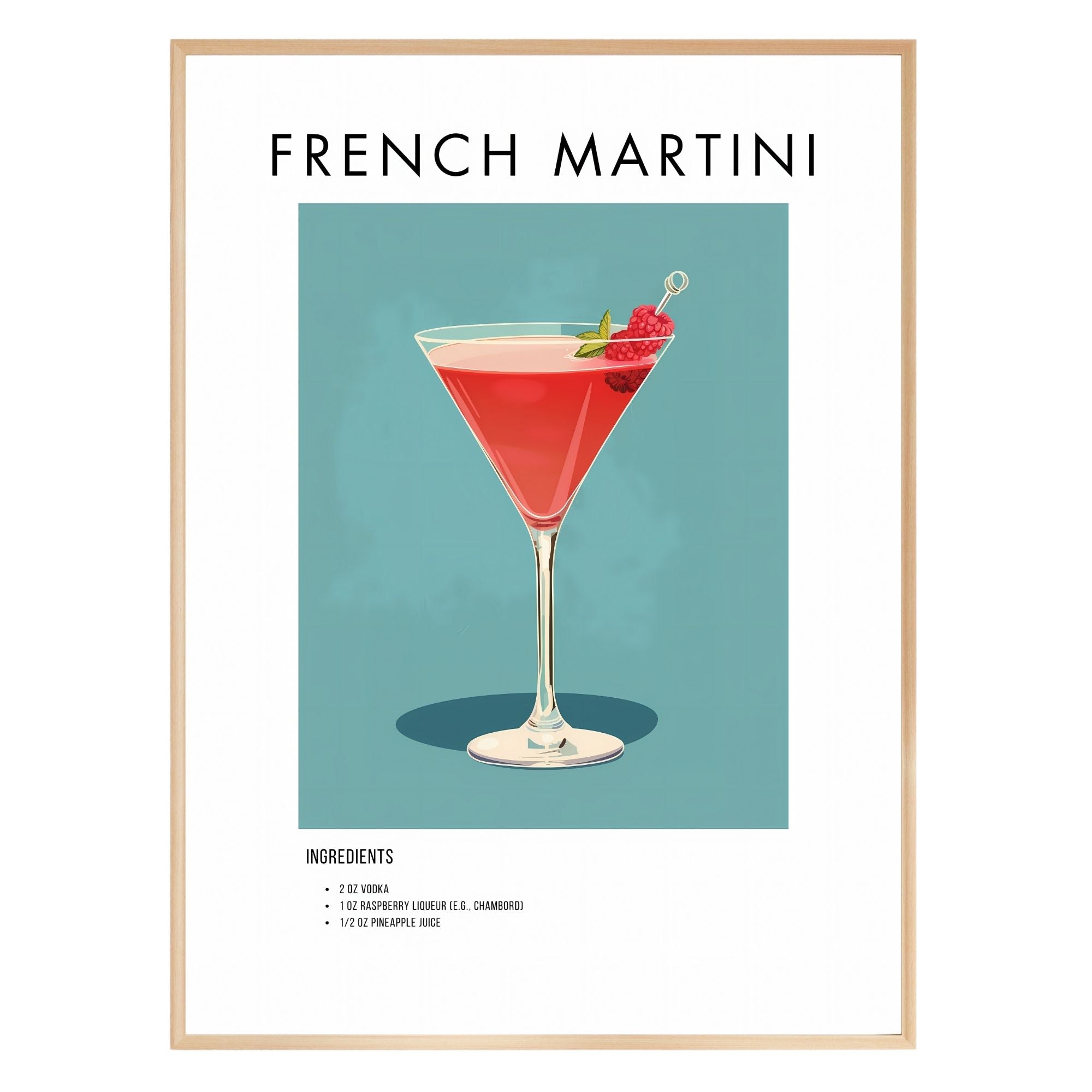 French Martini Retro Cocktail Poster - GroovyGrove