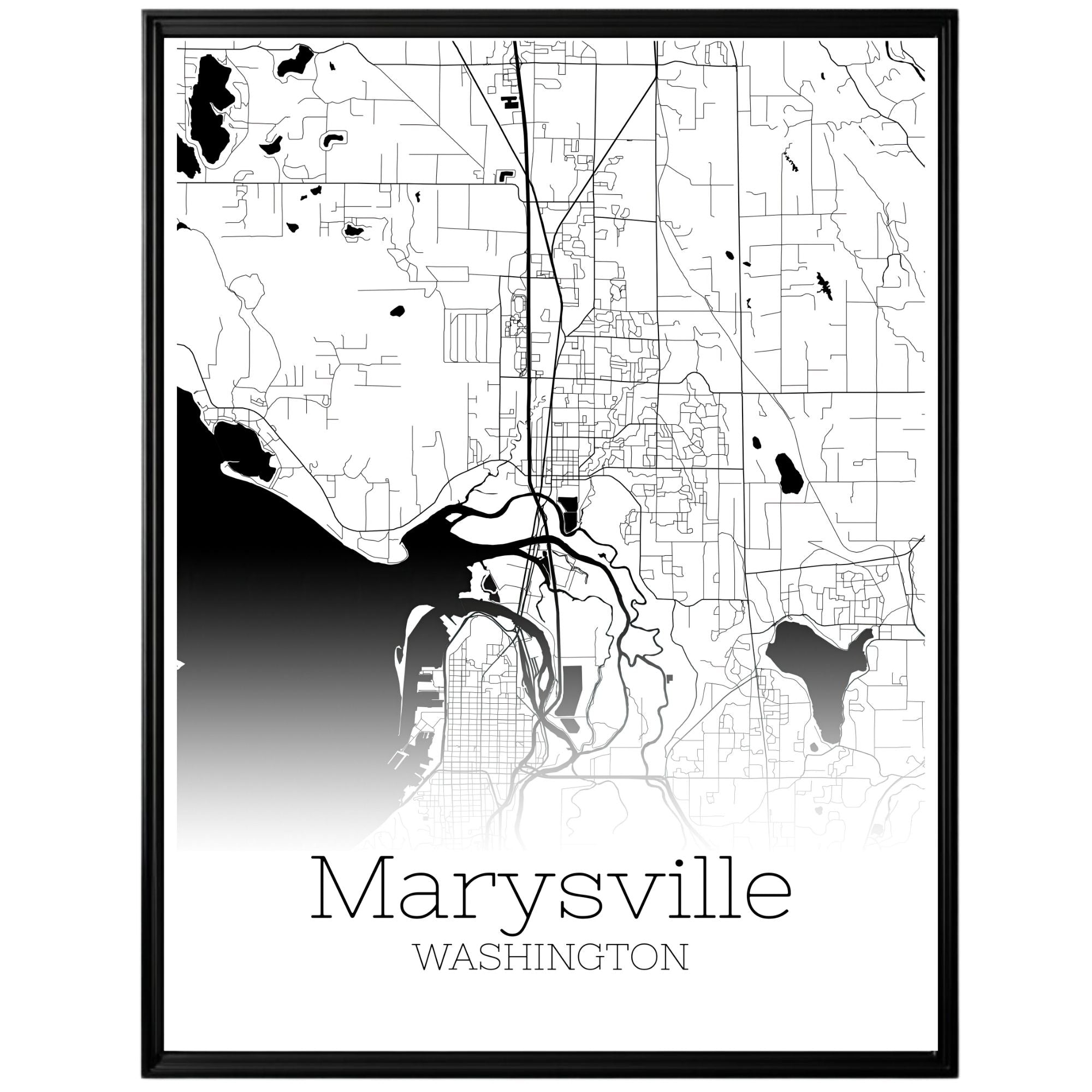 Marysville Washington City Map Poster - GroovyGrove