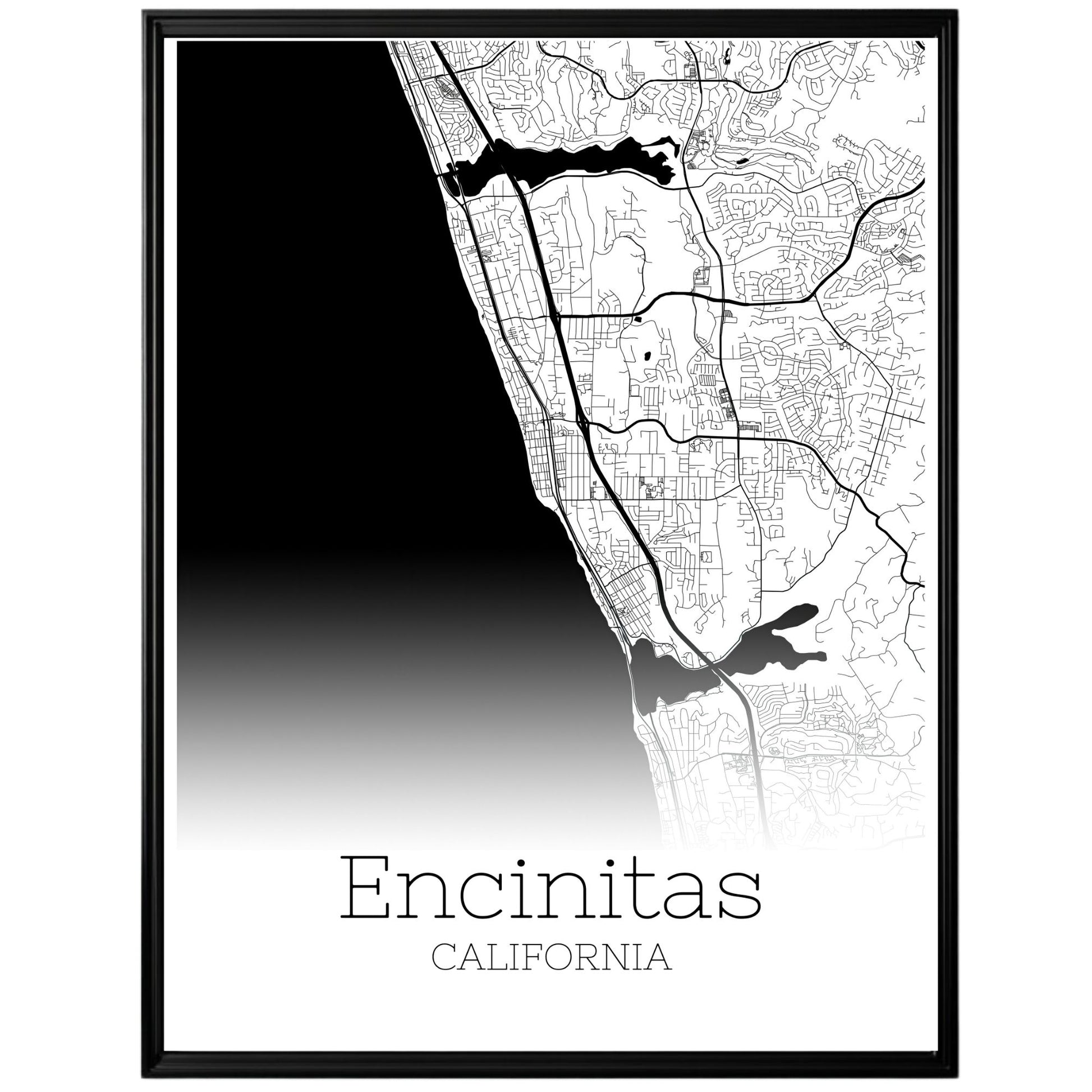 Encinitas California City Map Poster - GroovyGrove