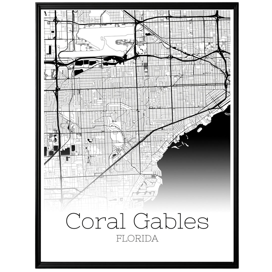 Coral Gables Florida City Map Poster - GroovyGrove