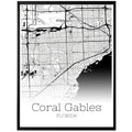 Coral Gables Florida City Map Poster - GroovyGrove