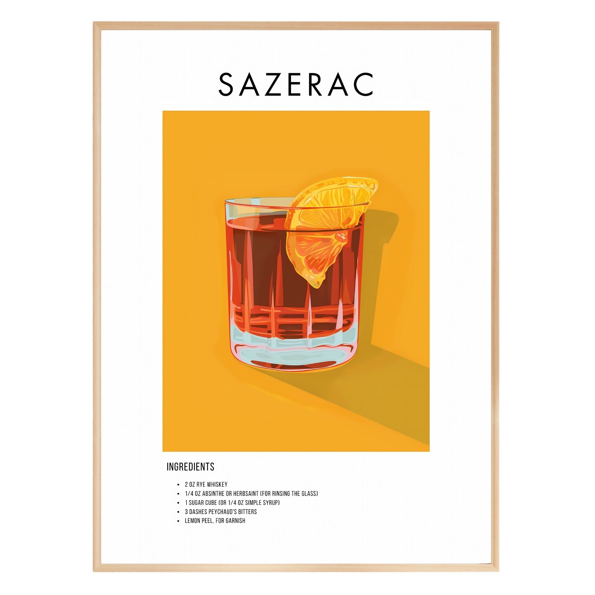 Sazerac Retro Cocktail Poster - GroovyGrove