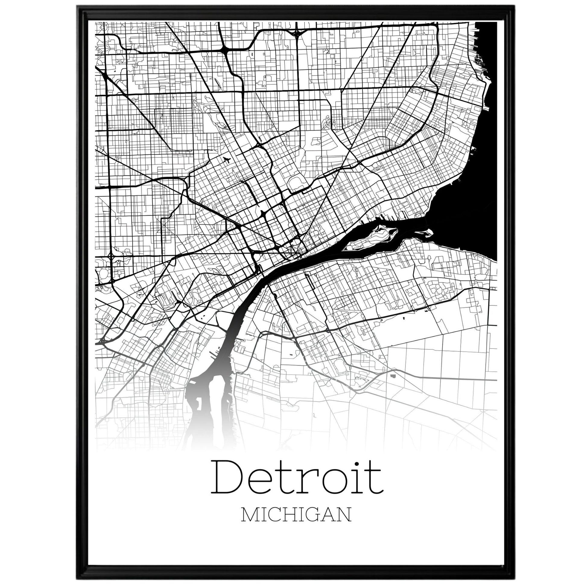 Detroit Michigan City Map Poster - GroovyGrove