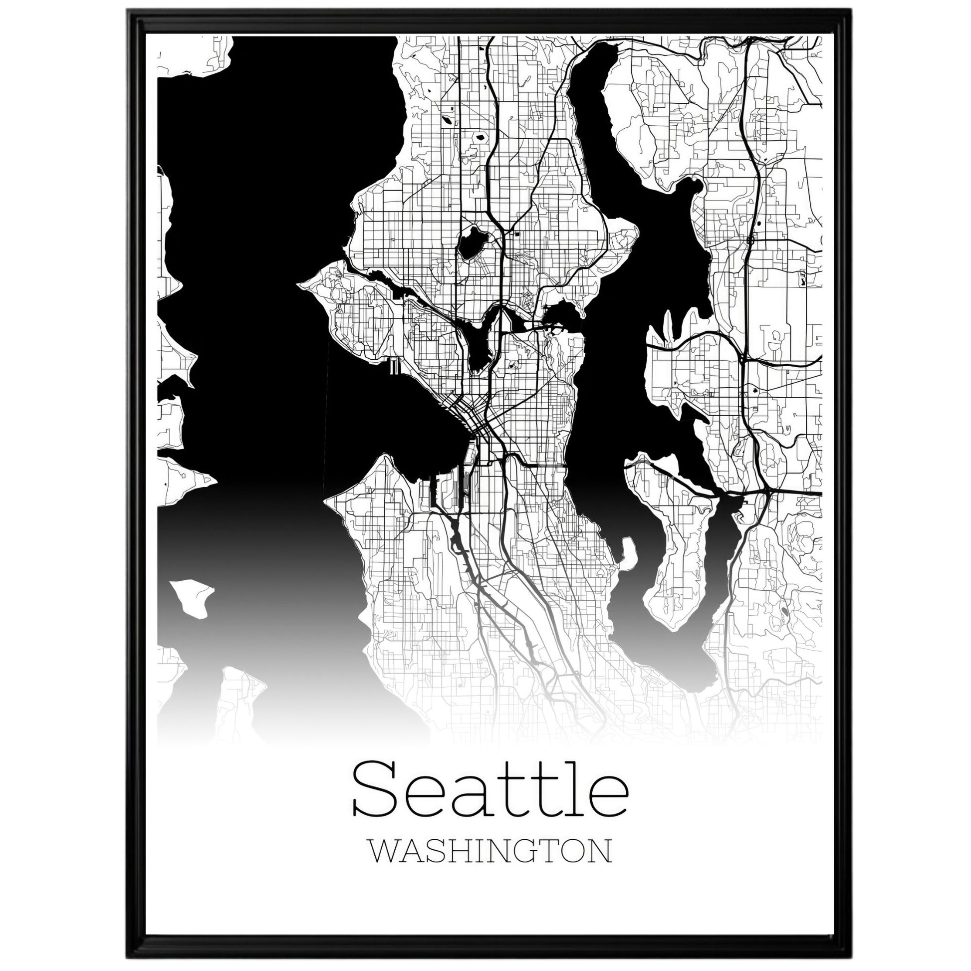 Seattle Washington City Map Poster - GroovyGrove