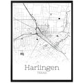 Harlingen Texas City Map Poster - GroovyGrove