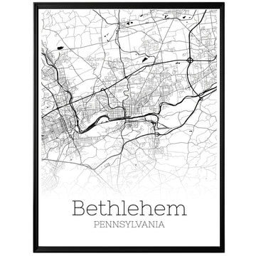 Bethlehem Pennsylvania City Map Poster - GroovyGrove