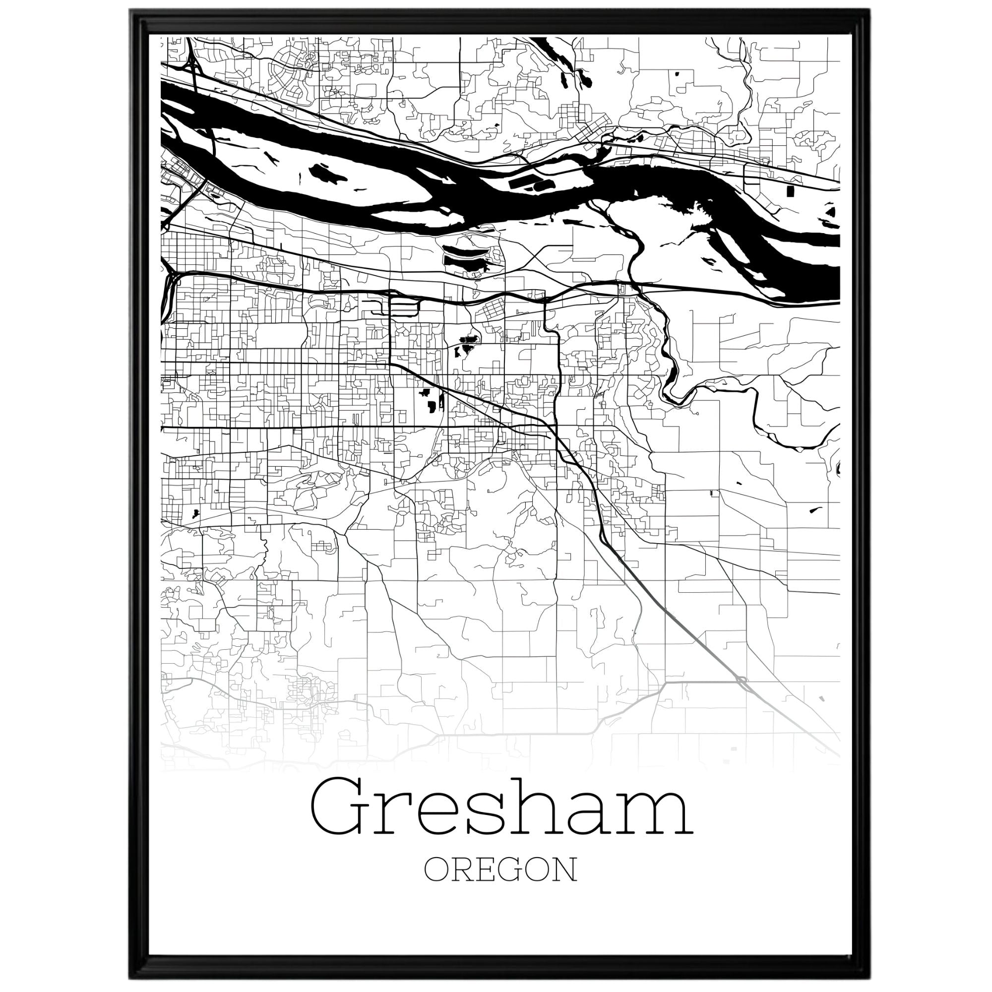 Gresham Oregon City Map Poster - GroovyGrove