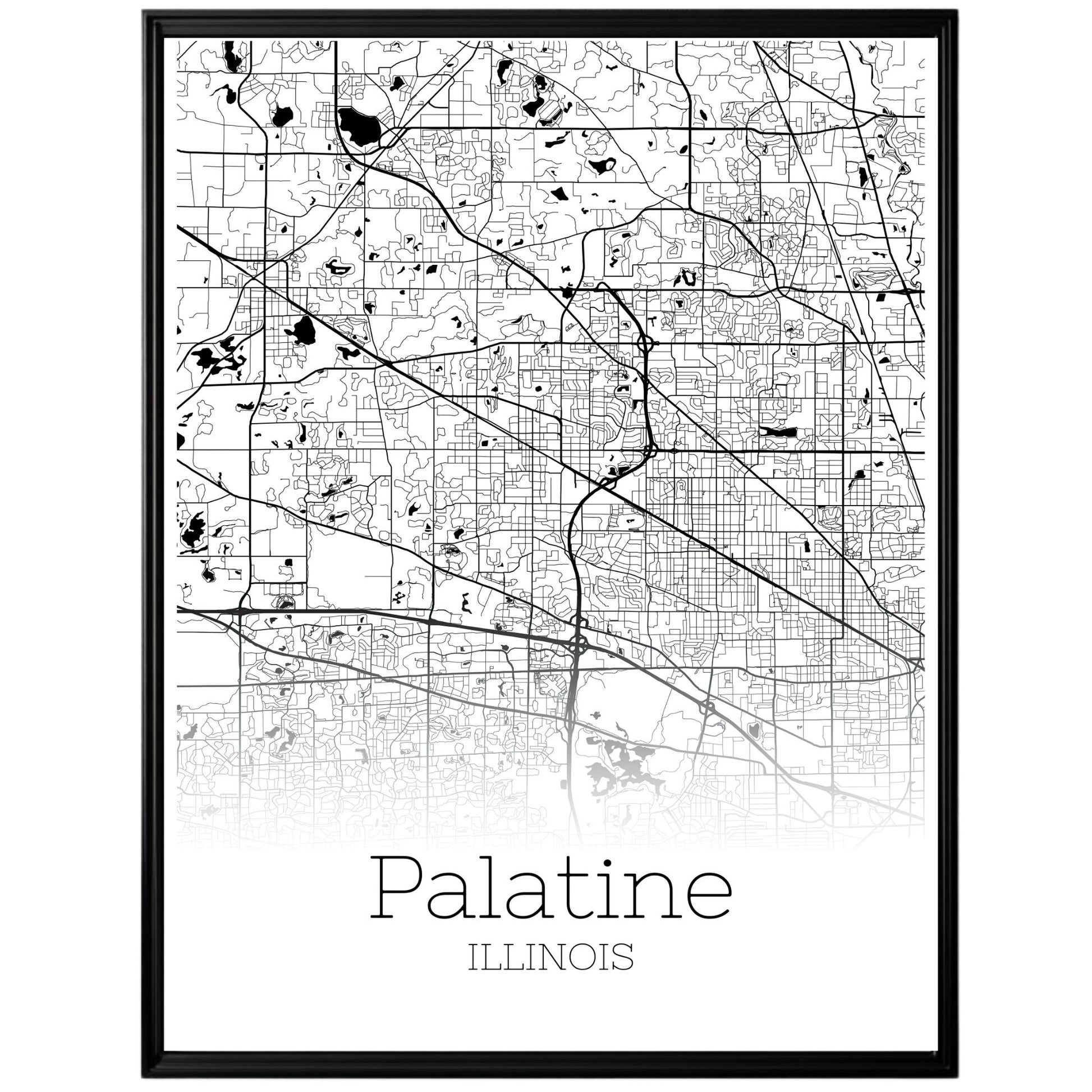 Palatine Illinois City Map Poster - GroovyGrove