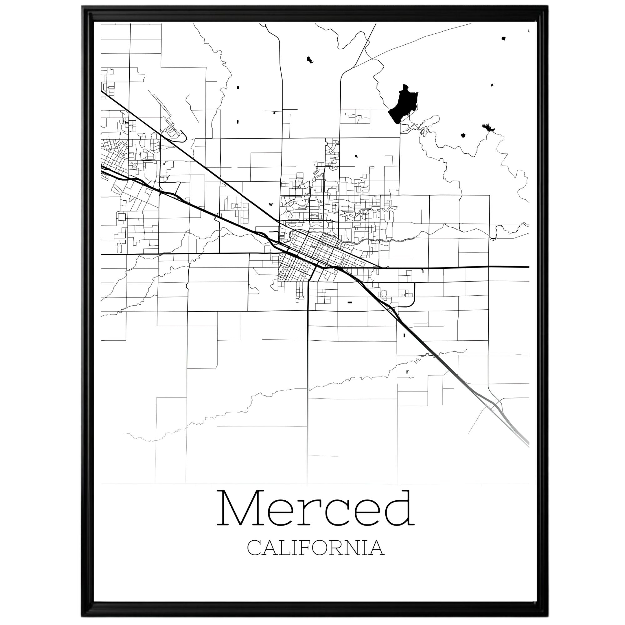 Merced California City Map Poster - GroovyGrove