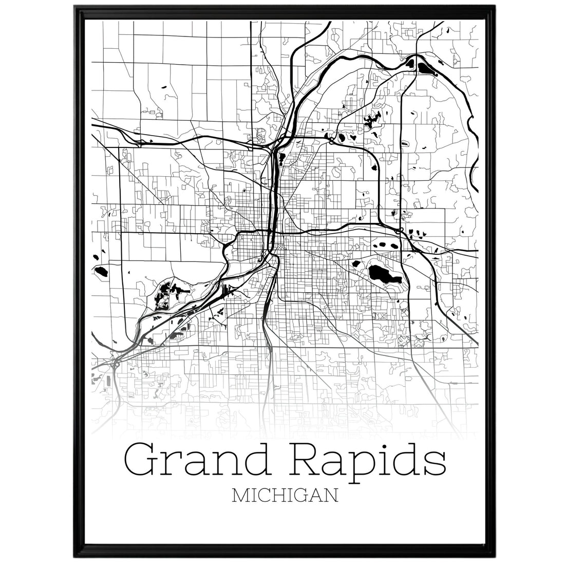 Grand Rapids Michigan City Map Poster - GroovyGrove