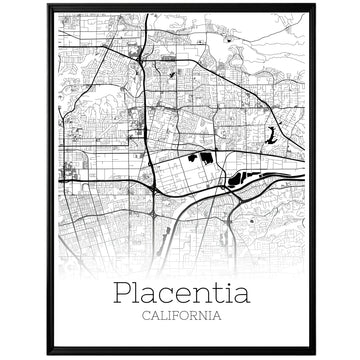 Placentia California City Map Poster - GroovyGrove