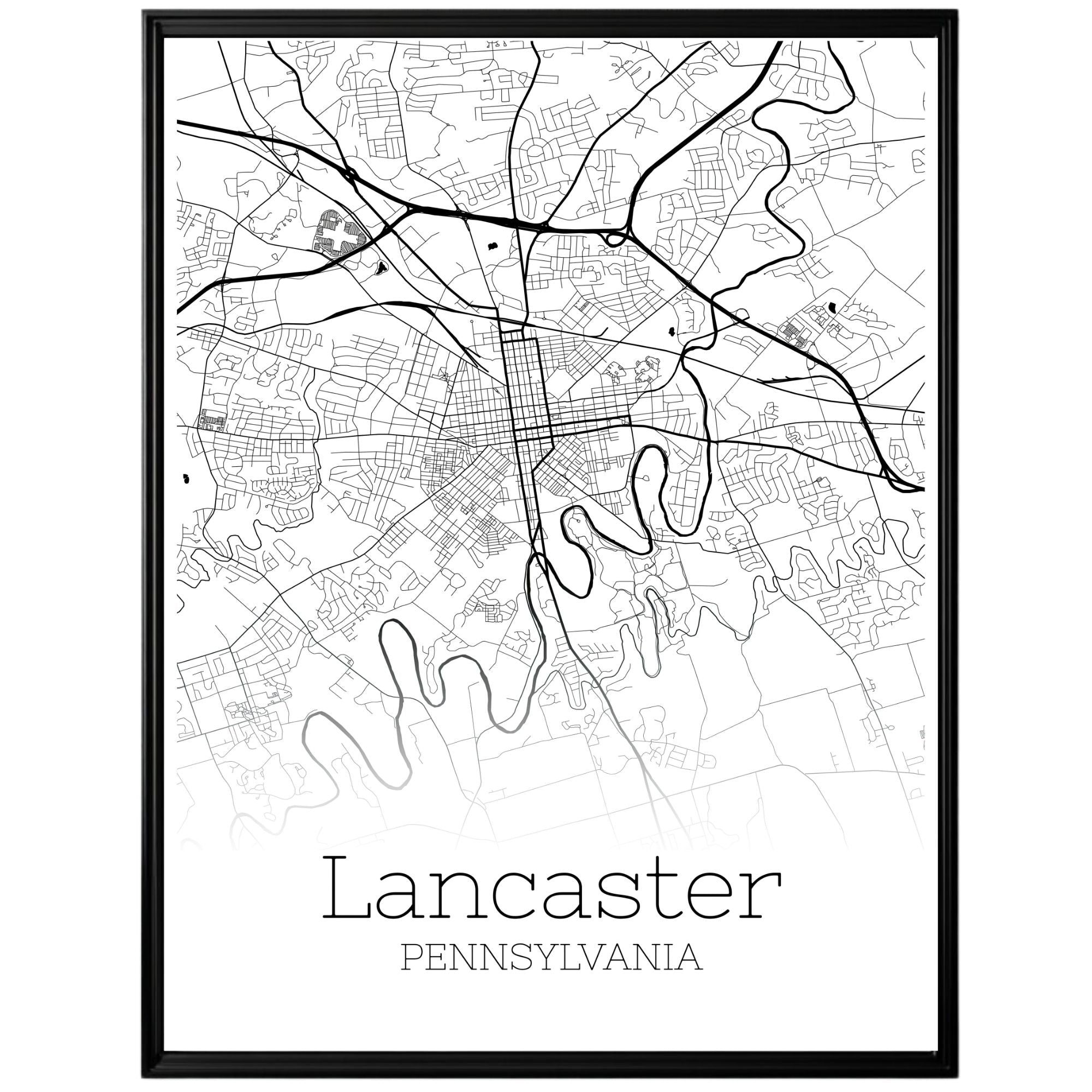 Lancaster Pennsylvania City Map Poster - GroovyGrove