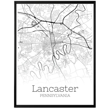 Lancaster Pennsylvania City Map Poster - GroovyGrove