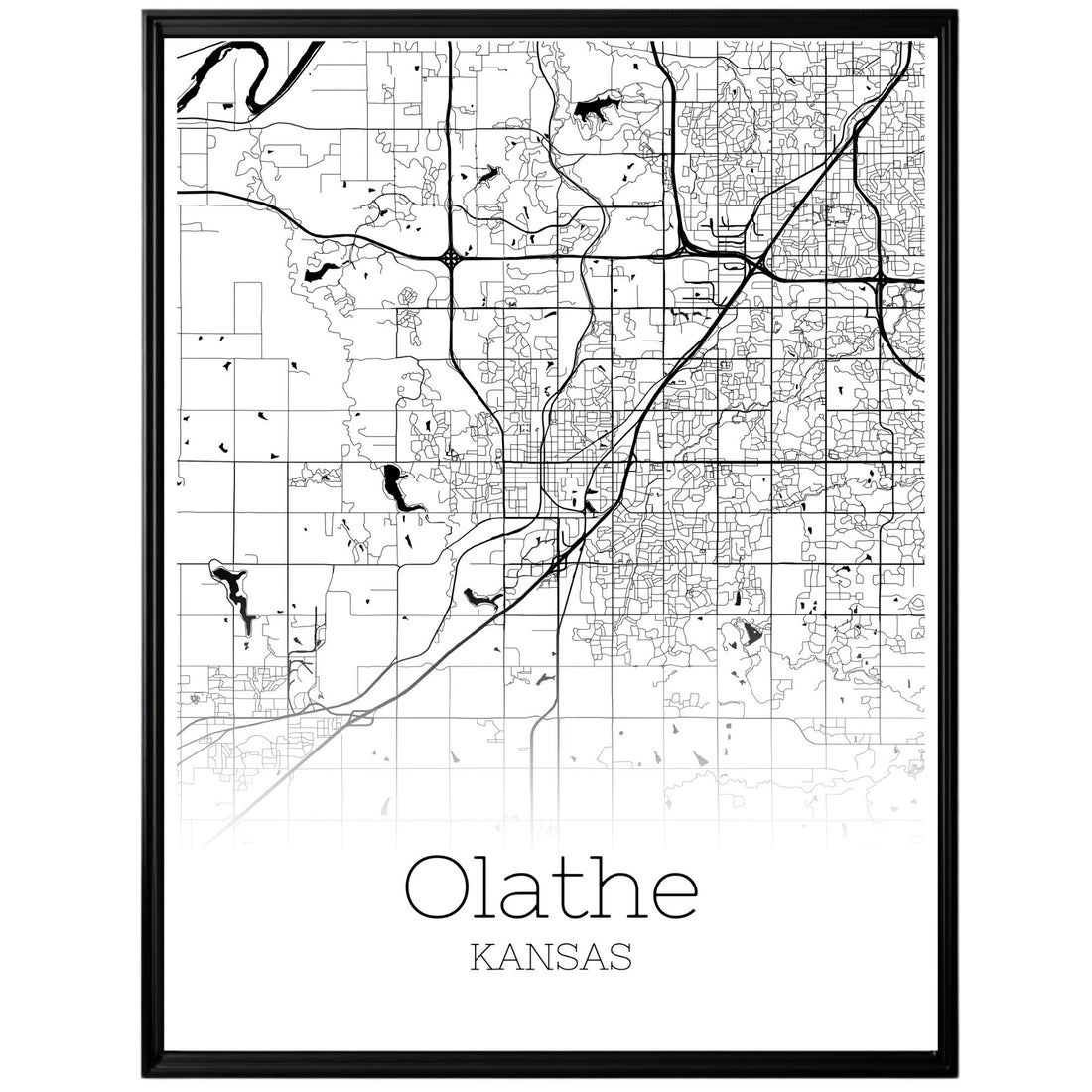 Olathe Kansas City Map Poster - GroovyGrove