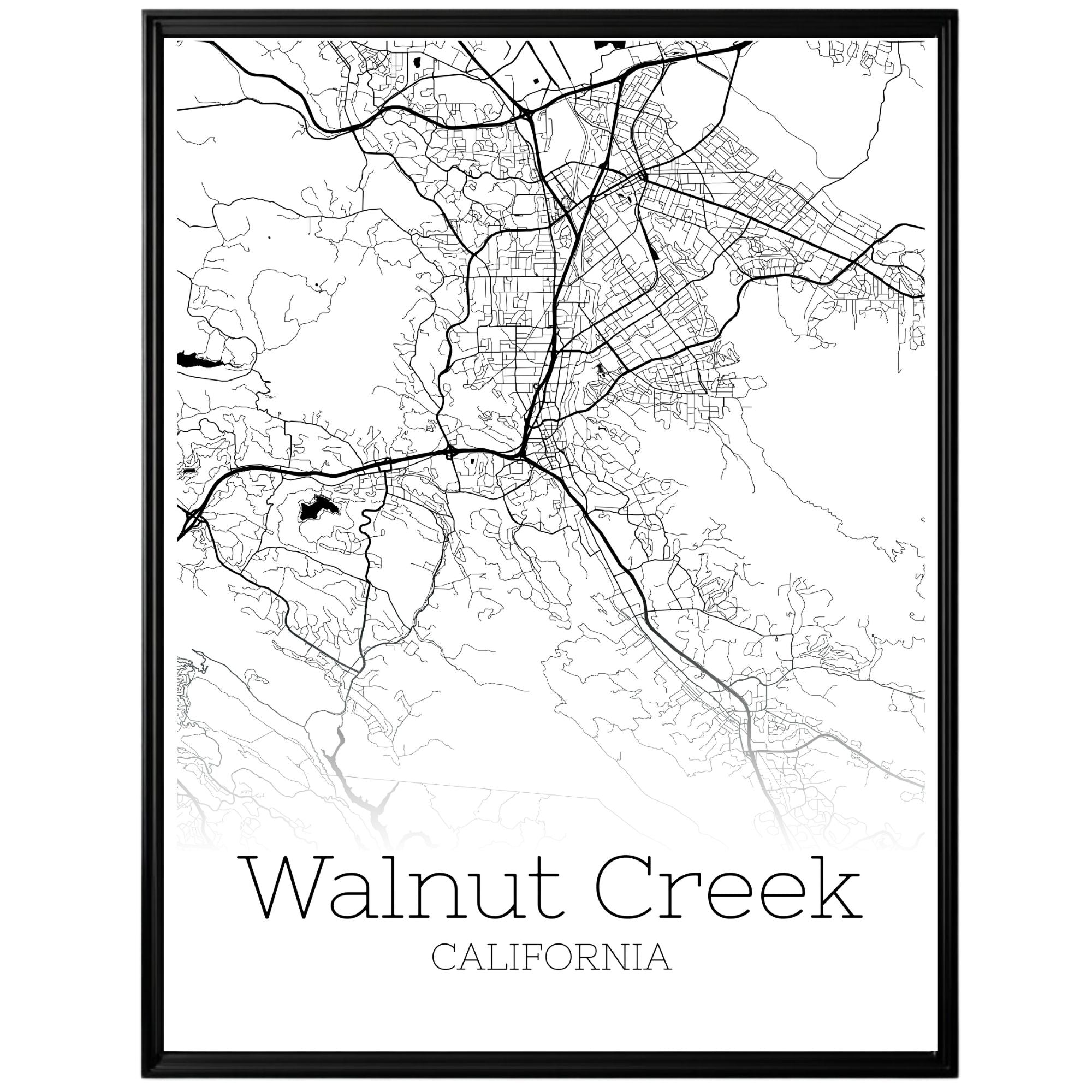 Walnut Creek California City Map Poster - GroovyGrove