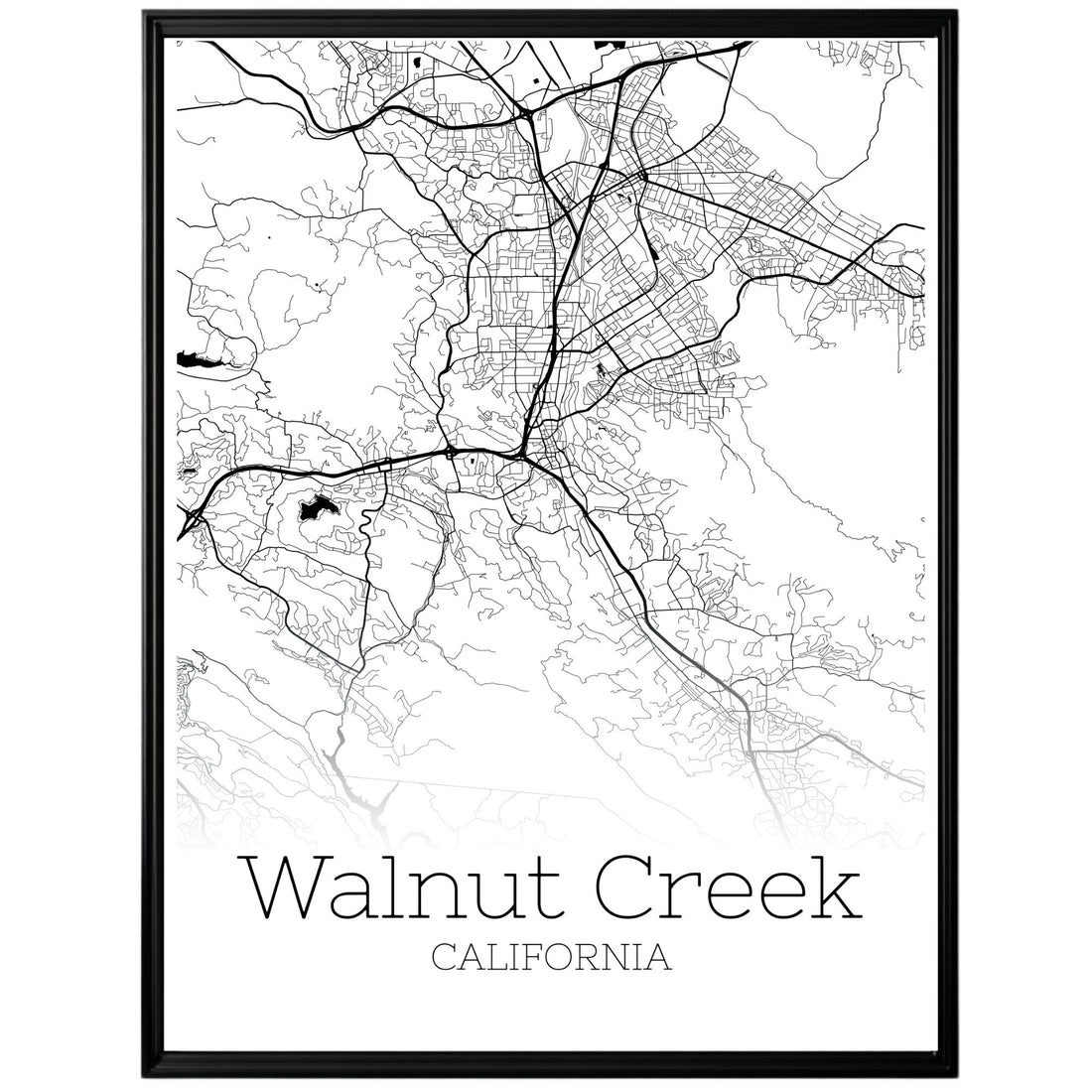 Walnut Creek California City Map Poster - GroovyGrove