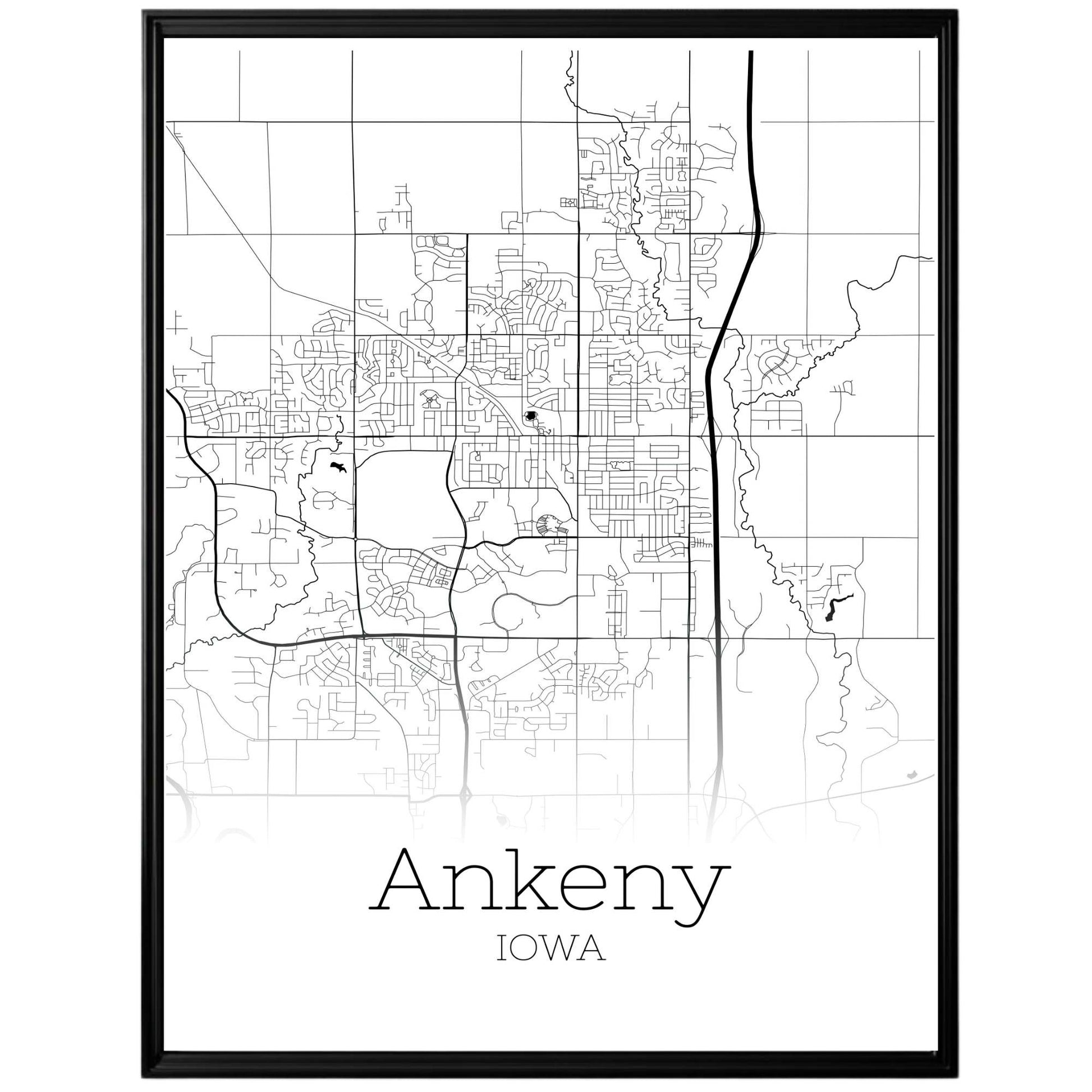 Ankeny Iowa City Map Poster - GroovyGrove