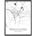 Watsonville California City Map Poster - GroovyGrove