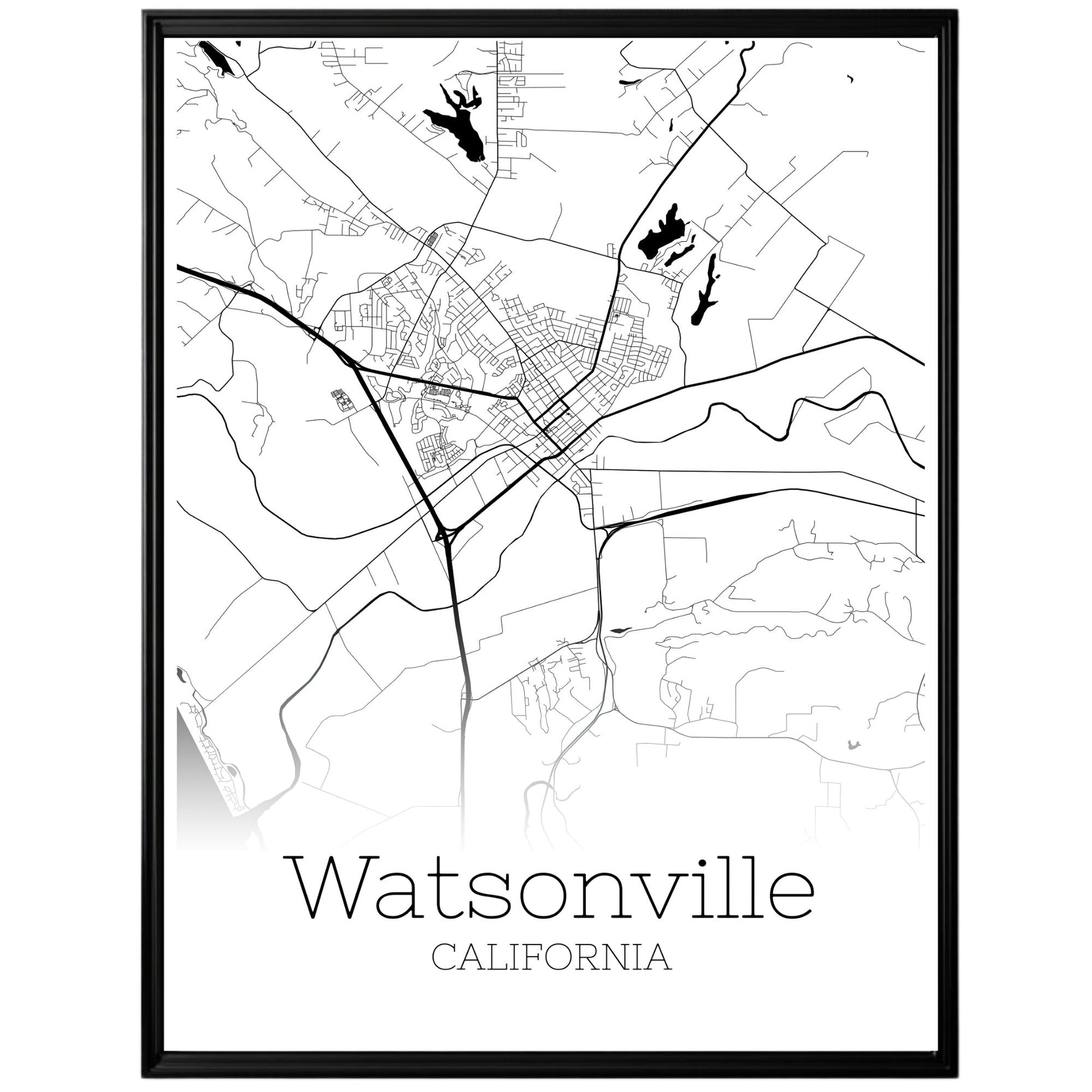 Watsonville California City Map Poster - GroovyGrove