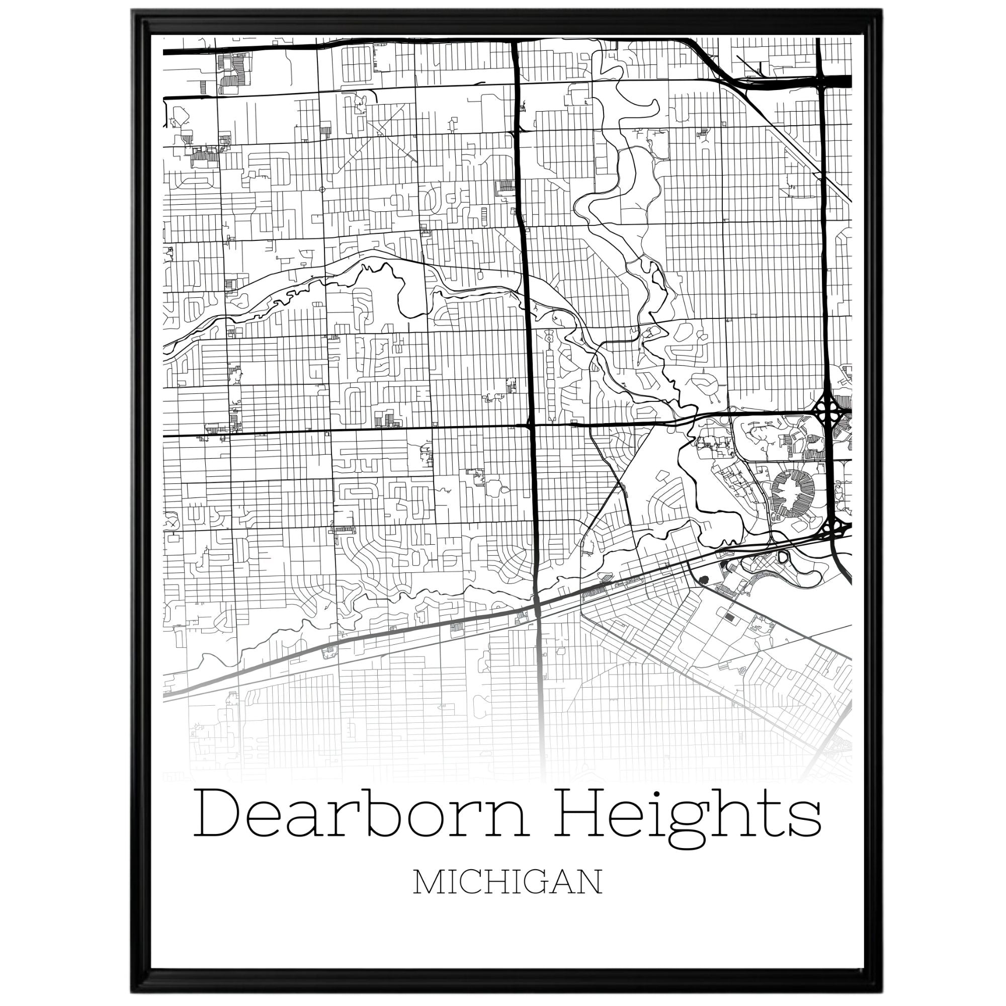 Dearborn Heights Michigan City Map Poster - GroovyGrove